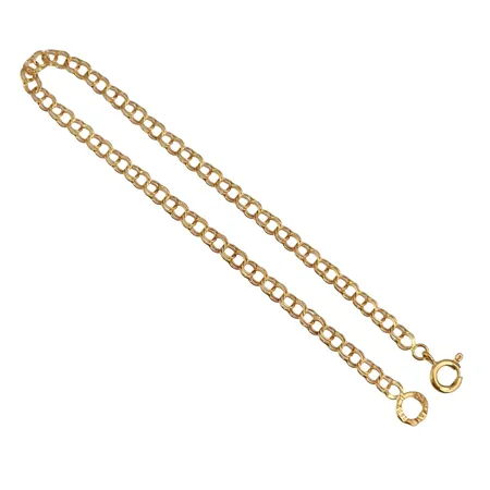 Armband Bismarck, 18K guld, Bergmans Guldvaror (TBG), Arboga, svensk kontrollstämpel, längd 18,0 cm, bredd 3 mm, fint skick Vikt: 2,3 g