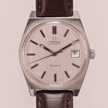 Herrur, Omega Genève, Ø35mm, automatic, verknr: 36446468, boettnummer: 1660118, cal: 1481, datum, stål, läderband