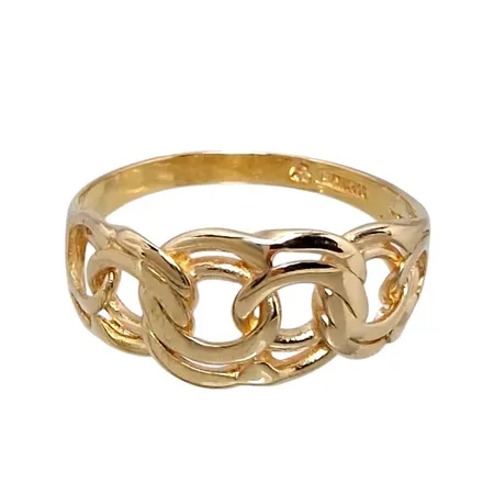 Ring Bismarck, 18K guld, Bronsil AB (SGP), svensk kontrollstämpel, Ø17,0 mm, bredd 2 - 7,5 mm, fint skick Vikt: 2,3 g