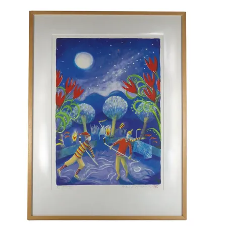 Tavla - Färglitografi, Stefan W. Igelström (född 1953), signerad och numrerad EA. 24/25, bladmått 53 x 38 cm, passepartout, yttre rammått 71 x 54 cm, glasad, professionell inramning, fint skick utan anmärkning Specialfrakt, kontakta pantbankskontoret för mer information.