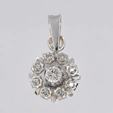 Hänge vitguld, diamanter ca 0,15ctv, Ø 10,2mm, 18K Vikt: 1,6 g