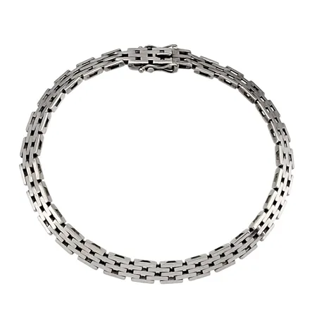 Armband, 18K vitguld, Korridor-liknande modell, Bröderna Hedens Guldatelje (BHG), Stockholm, svensk kontrollstämpel, längd knäppt 18,0 cm, bredd 5 mm Vikt: 16,5 g