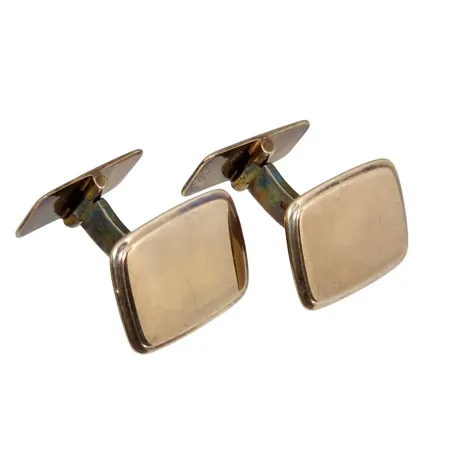 Manschettknappar, ett par, silver, förgyllda, mått 14x19 mm, tillverkarstämpel Gd&Co Vikt: 9,8 g