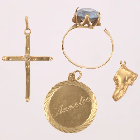 Diverse guld, defekt, 18K. Bruttovikt: 6,7g Vikt: 0 g