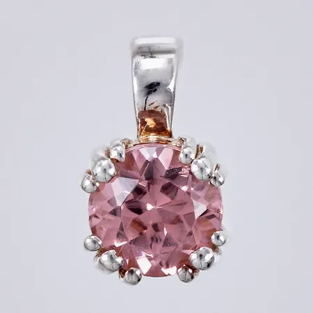 Hänge med rosa sten, Ø6mm, 925/1000 silver  Vikt: 0,8 g