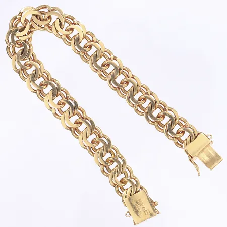 Armband Bismarck, 20cm, bredd 11mm, svenska stämplar, 18K  Vikt: 46,2 g