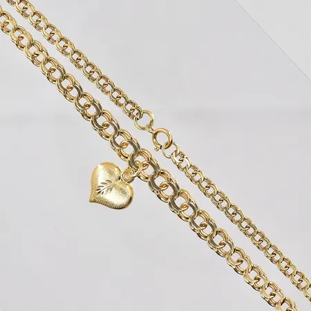 Collier Bismarck, 45cm, doserad bredd 4-6,6mm, berlock hjärta ca 13x14mm, 18K Vikt: 15,6 g