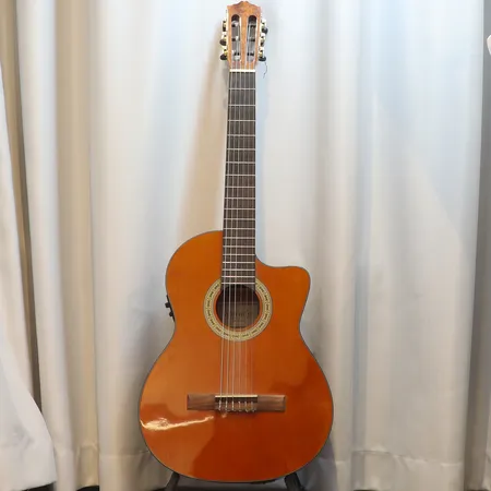 Akustisk gitarr, Salvador Nova CCE, med micksystem från Fishman, nylonsträngad, cutaway, cederlock, serie nr. 276230520842, i kartong, bruksslitage Skickas med postpaket.