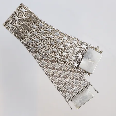 Armband X-länk med stav 18,5cm bredd 24mm, ABD (Brofod Aktiebolaget) Falköping 1973, silver 830/1000 Vikt: 40,7 g