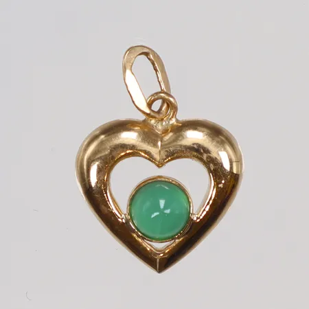 Hänge hjärta med grön sten 12x16mm, ESM, 18K Vikt: 0,6 g