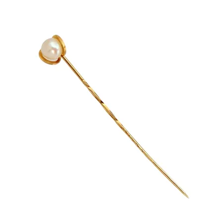 Prydnadsnål, 18K guld, Odlad Pärla Ø 5 mm, längd 52 mm Vikt: 0,9 g