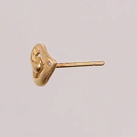 Örhänge, enstaka, hjärta, stift, saknar snurrebuss, 18K, 0,5g.