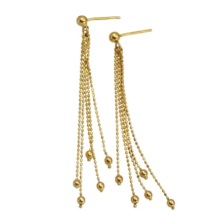 Örhängen, 18K guld, modell med hängande klot, Italien, längd 60 mm, ett stift lite ojämnt, för övrigt i fint skick, ploppar saknas Vikt: 2,7 g