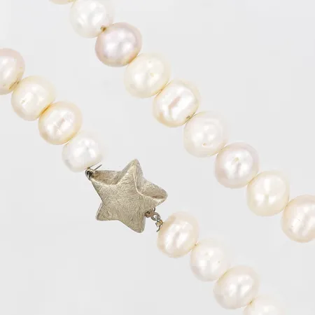 Pärlcollier med odlade sötvattenpärlor, Ø ca11-12mm, längd 41,5cm, silverlås Vikt: 0 g