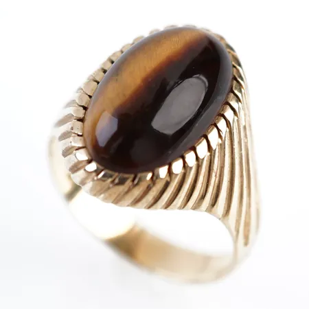 Ring m sten tigeröga, stl 18(56), bredd 18mm, 14 Vikt: 6,6 g