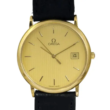 Herrur Omega De Ville, doublé, Ø33 mm, quartz, kaliber 1430, slirar lite när man ställer tiden, universal skinnband, referensnummer MD 1960.312.1, 