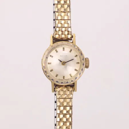  Damur Tissot 18K, manuell, Ø17,5mm, flexband, gravyr, bruttovikt 19,5g