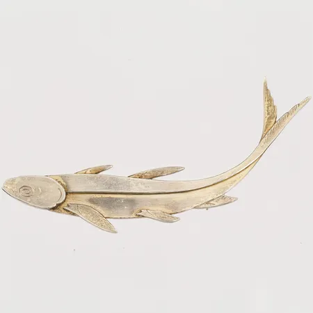 Brosch, Wiwen Nilsson, Nr L18, Lund, 1965, ca 3,5x8cm, silver. Vikt: 12,5 g