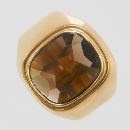 Klackring, rökkvarts, stl 18¾, bredd 5-17,5mm, Ge-Kå Rolf Kaplan Ab, år 1972, 18K, bruttovikt: 9,1g. 
