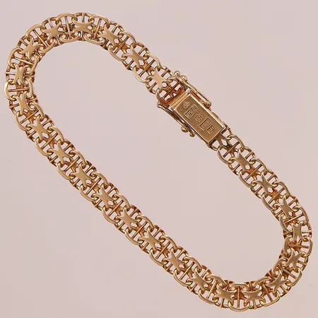 Armband, X-länk med stav, 20cm, bredd 6,8mm, 18K, 14,1g.