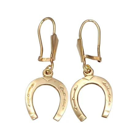 Örhängen Hästskor, 9K guld, ostämplade, örhängenas längd 34 mm, bredd 12 mm Vikt: 1,6 g