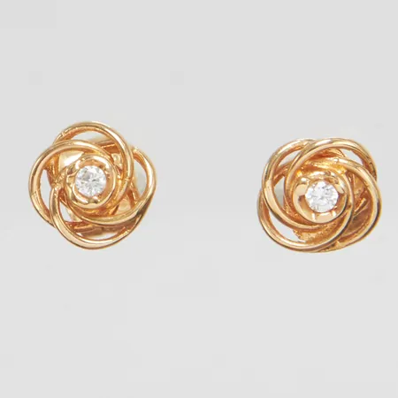 Ett par örhängen, vita stenar, Ø 6mm, 18K Vikt: 1 g