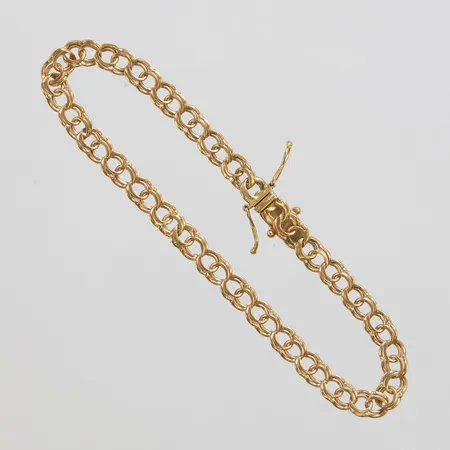 Armband Bismarck, längd ca 20cm, bredd 5mm, bruksslitage, GHA, 18K Vikt: 9,4 g
