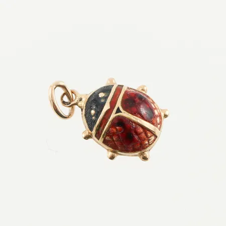 Berlock emaljerad " nyckelpiga ", höjd ca 13mm, 18k Vikt: 1,4 g
