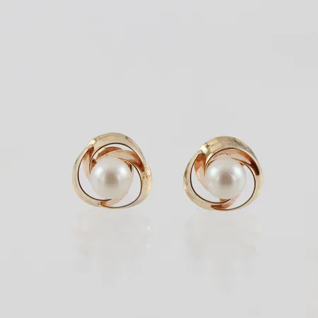 Parörhängen med odlade pärlor, Ø ca 12mm, 18k Vikt: 3,3 g