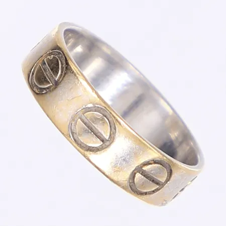 Ring, stl 16¾, bredd 5mm, hårt bruksslitage, missfärgad, obs ej märkesvara, 21K Vikt: 4,2 g