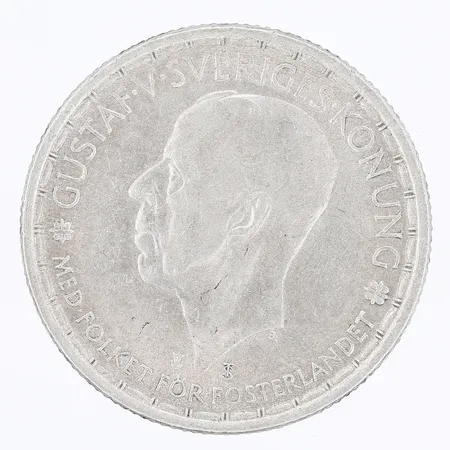 Mynt, 2 Kronor, Sverige, 1946, ca Ø31mm, bruksslitage, 400/1000 silver. Vikt: 13,9 g