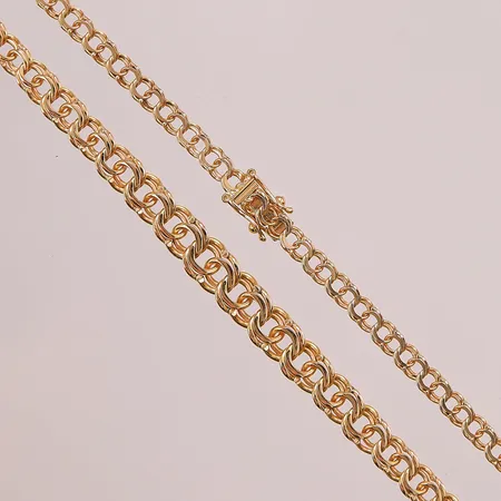 Collier, doserad Bismarck, 43cm, bredd: 4-6,6mm, Clareus Guldsmeds Ab, 18K, 15,3g.