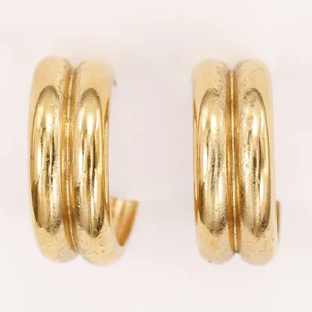 Ett par örhängen, creoler, ihåliga, höjd: 15mm, bredd: 6mm, bruksskick, 18K guld.  Vikt: 2,3 g