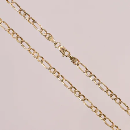 Kedja, Figaro, 46cm, bredd: 3,5mm, ihåliga länkar, 14K, 3,8g.