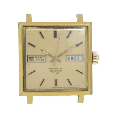 Herrur Tissot Seastar T.12, stål, 31 x 31 mm, automatisk - fullt fungerande, dag/datum, krona något sned, bruksmärken
