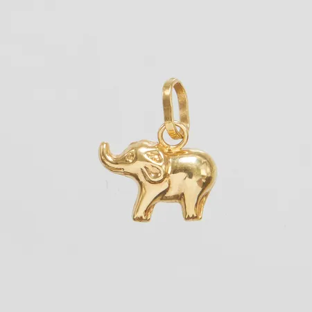 Hänge Elefant, längd ca 12mm inkl ögla, bredd 10mm, ihålig, 18K Vikt: 0,4 g
