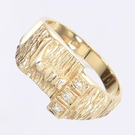 Klackring med vita stenar, stl 18¾. bredd 3-9mm, 18K Vikt: 6,5 g