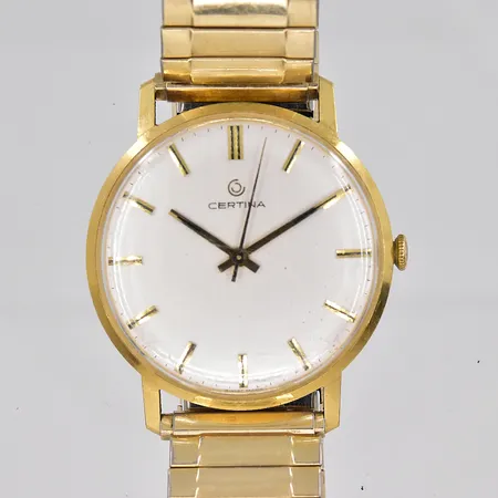 Herrur Certina, Ø 34mm, 18K, manuell, graverad boett, flexband doublé