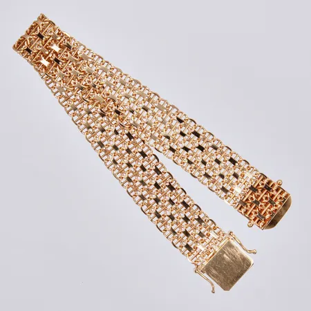 Armband X-länk med stav, längd: ca 18,5cm, bredd: 13mm, TC, Clareus Tore, år 1975, 18K  Vikt: 20,7 g