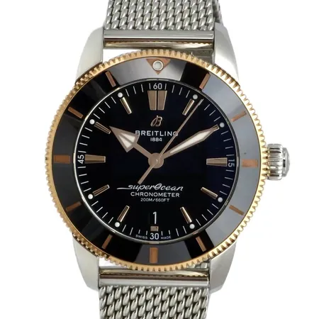 Herrur Breitling Superocean Heritage II 44, stål, Ø 44mm, automatisk, kaliber B20, referensnummer UB2030 121B1A1, serienummer 5263612, meshlänk, medföljer också Black Mesh Rubberstrap (279s), inköpt 2024 i Hässleholm, garanti till 2029-02-28, box, cert, extra länkbitar, mycket fint skick/obetydligt använd