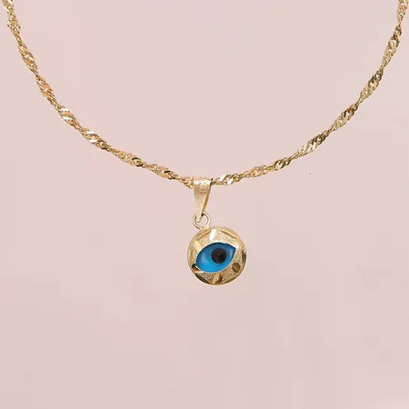 Kedja med Hänge, Singapore, 49cm bredd 0,8mm, 14K, 3,3g.