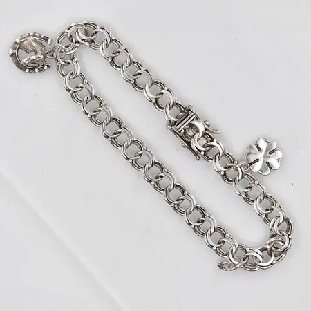Armband Bismarck, 18,5cm, 2 berlocker, silver 830/1000 Vikt: 11,4 g