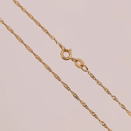 Halskedja, Singapore, 41cm, bredd: 1,5mm, 18K, 1,9g.