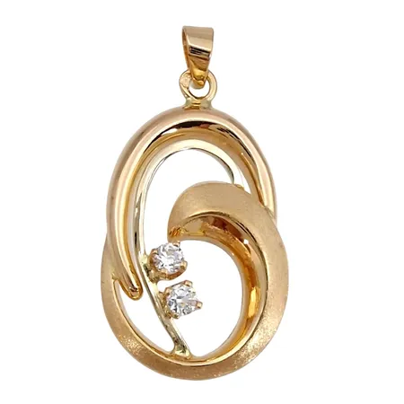 Hänge, 18K guld, Cubic Zirconia, svensk kontrollstämpel, längd inkl. ögla 30 mm, bredd 16 mm, fint skick Vikt: 1,8 g