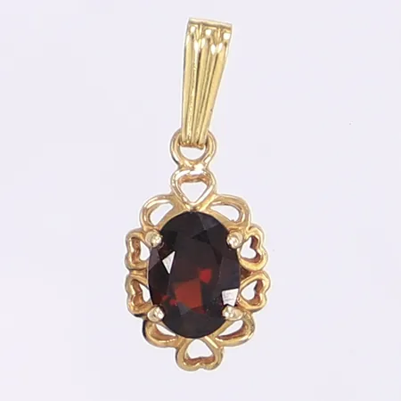 Hänge med röd sten troligen granat, 20x8mm, 18K Vikt: 0,8 g