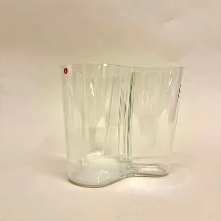 Vas, höjd 16cm, Savoy, design Alvar Aalto, Iittala, etikettmärkt klarglas, originalkartong
