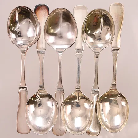 Skedar, 6st, Uppsala, 15,5cm, Silver S830/1000, 196,6g.