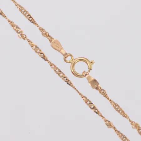 Kedja Singapore, längd 60,5cm, bredd 1,6mm, 14K  Vikt: 2,9 g