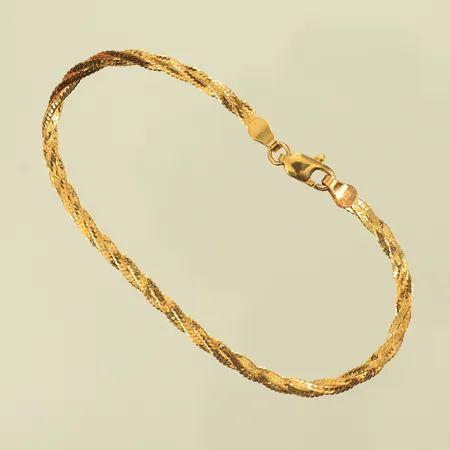 Armband flätad, 16cm bredd 3mm, 21K Vikt: 2,4 g