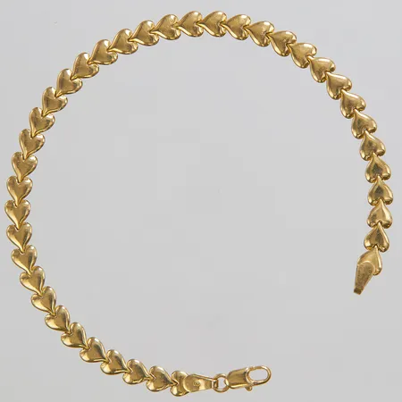 Armband, hjärtan, längd ca 18cm, bredd ca 4,5mm, ihålig, 18K Vikt: 3,7 g